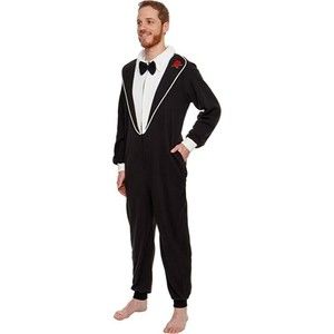 Silver Lilly FUNZIEZ Tuxedo Costume Adult S Small One Piece Cosplay PJs Unisex